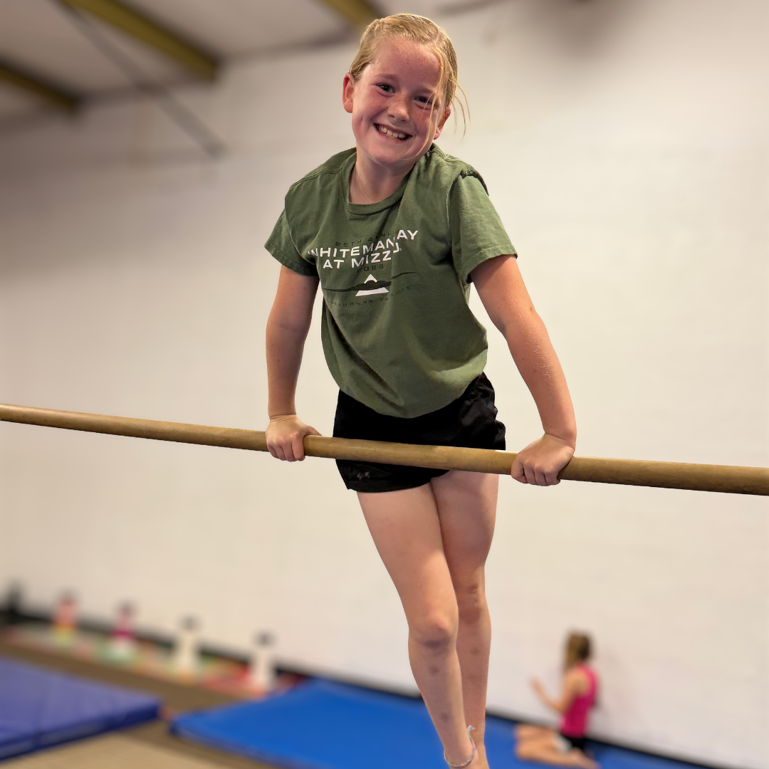 Gymnast at the training bar